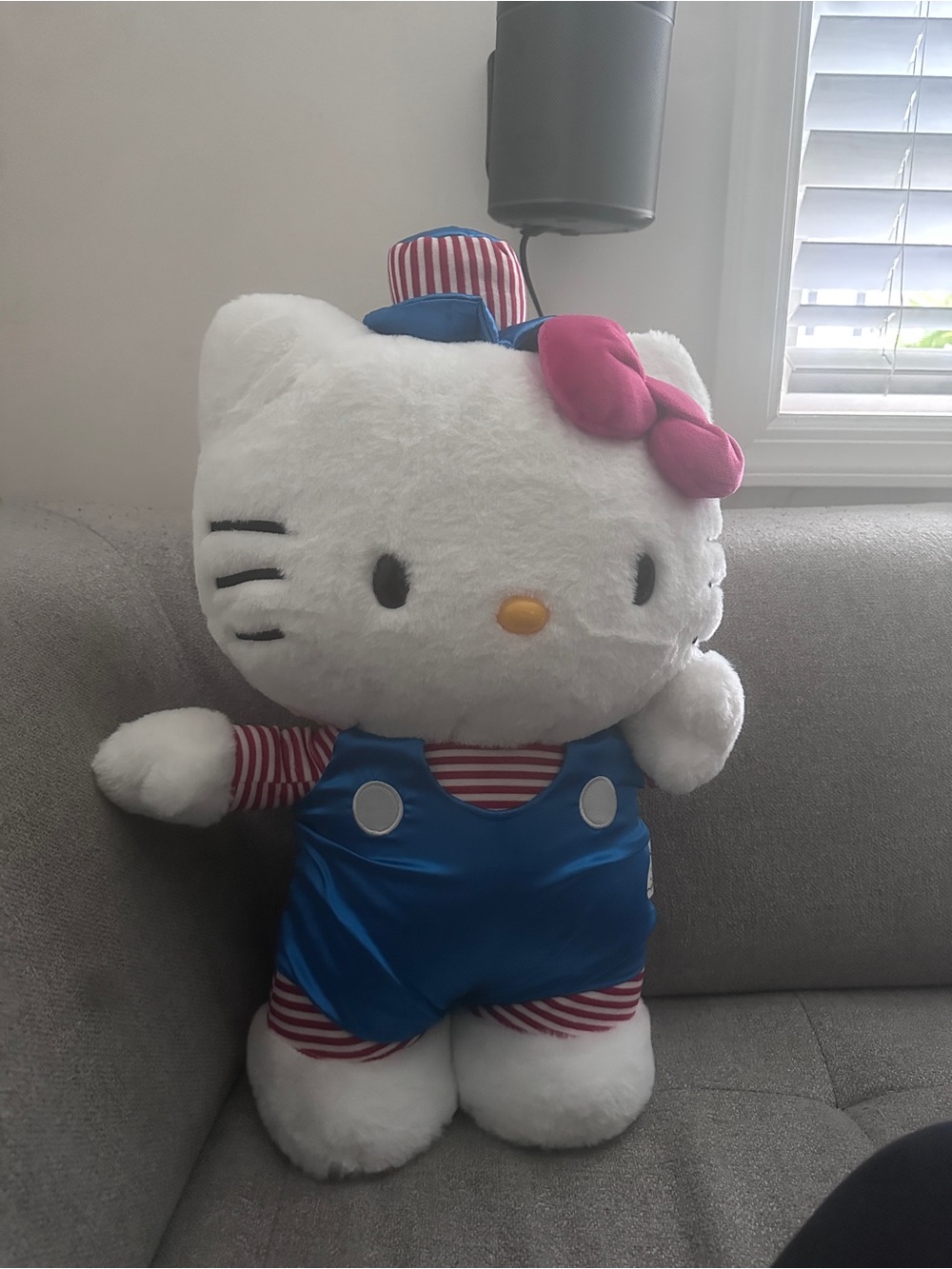 Hello Kitty Plush Doll - White with Pink Bow and Blue Outfit